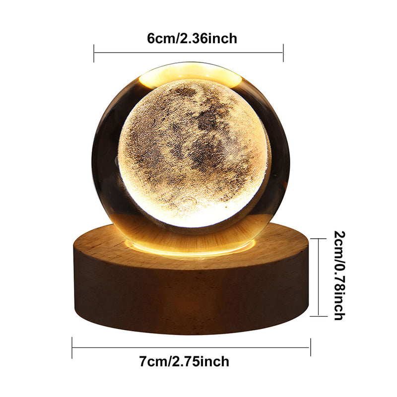 Luz Nocturna de Bola de Cristal con Base de Madera